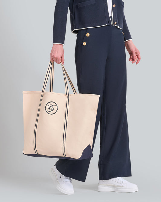 Canvas Beach Tote Bag Cream / OS