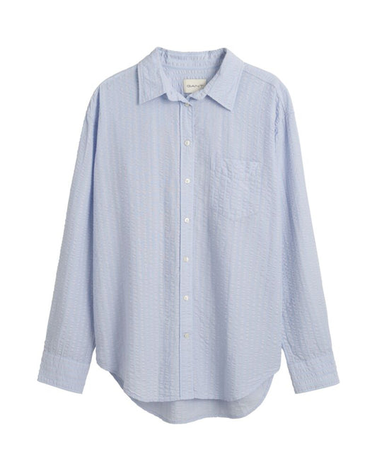 Relaxed Fit Tonal Striped Seersucker Shirt Blue / 32