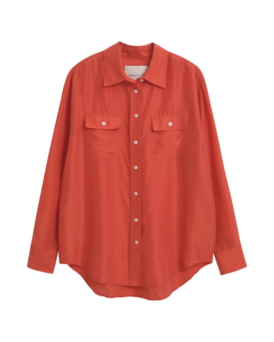 Relaxed Fit Habotai Silk Shirt Red / 32