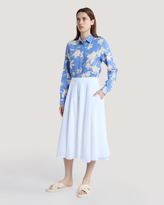 GANT Regular Fit Floral Print Linen Shirt – Blue – view 4