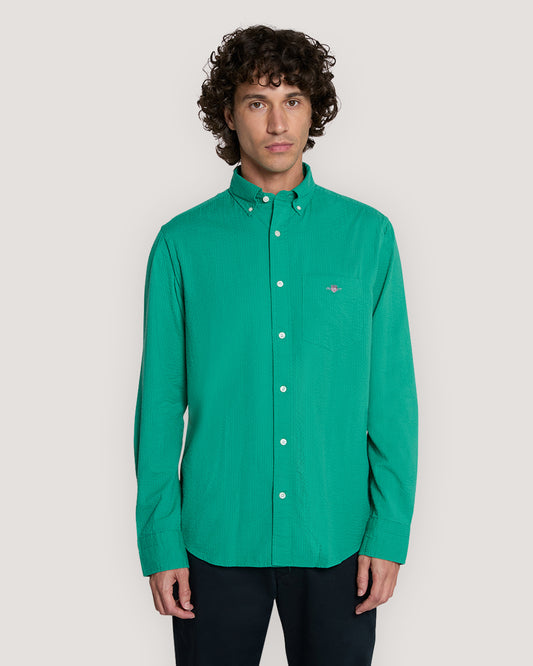 REG SOLID SEERSUCKER SHIRT Green / M