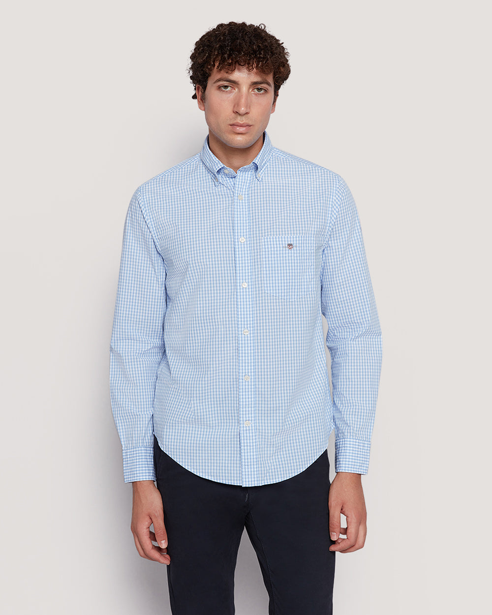 Gant Men’S Regular Fit Gingham Check Poplin Cotton Shirt LAVENDER BLUE / M