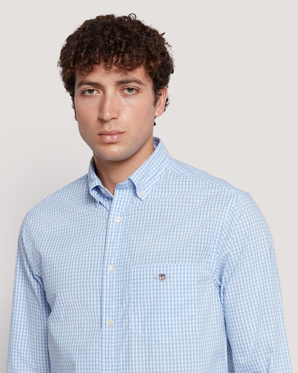 Gant Men’S Regular Fit Gingham Check Poplin Cotton Shirt LAVENDER BLUE / M