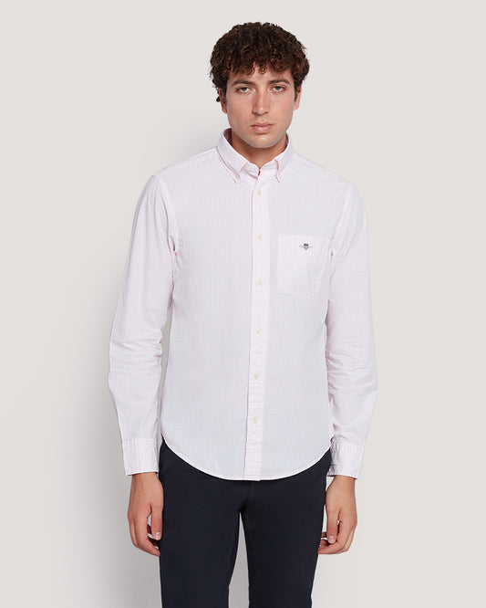Gant Men’S Regular Fit Gingham Check Poplin Cotton Shirt LIGHT PINK / M