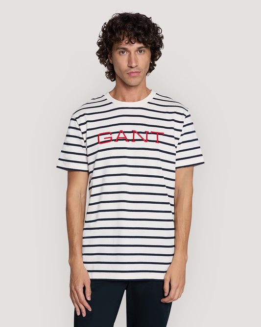 Striped Graphic T-Shirt Cream / M