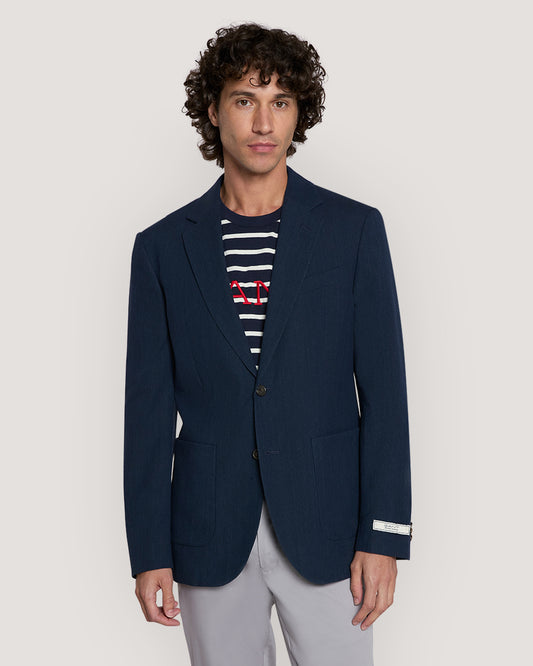 Slim Fit Cotton Linen Suit Jacket Blue / 50