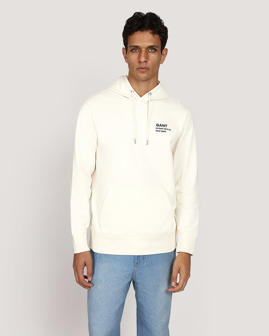 Gant Small Graphic Sweat Hoodie - White CREAM / M