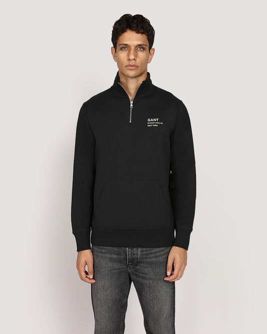 Gant Small Graphic Half Zip Sweat - Grey Melange BLACK / M