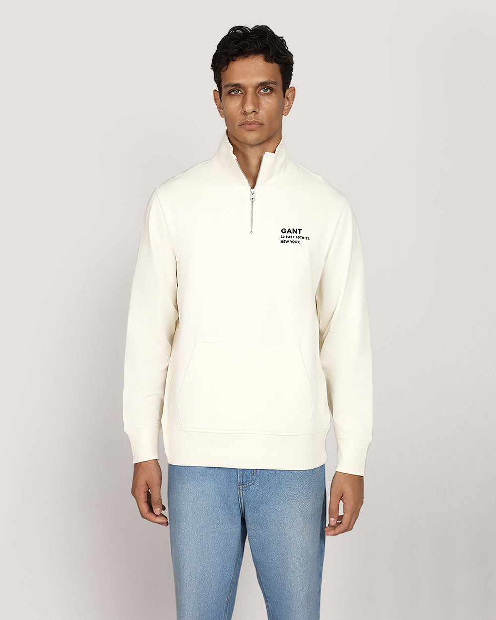 Gant Small Graphic Half Zip Sweat - White CREAM / M