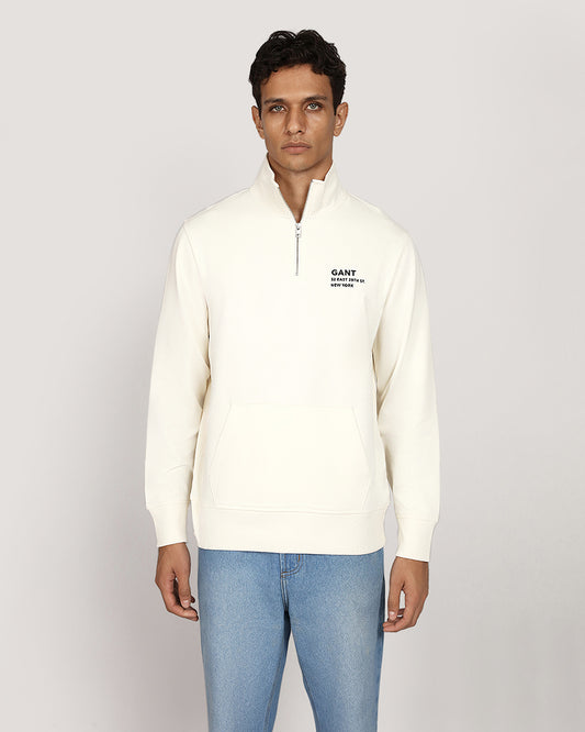 Gant Small Graphic Half Zip Sweat - White CREAM / M
