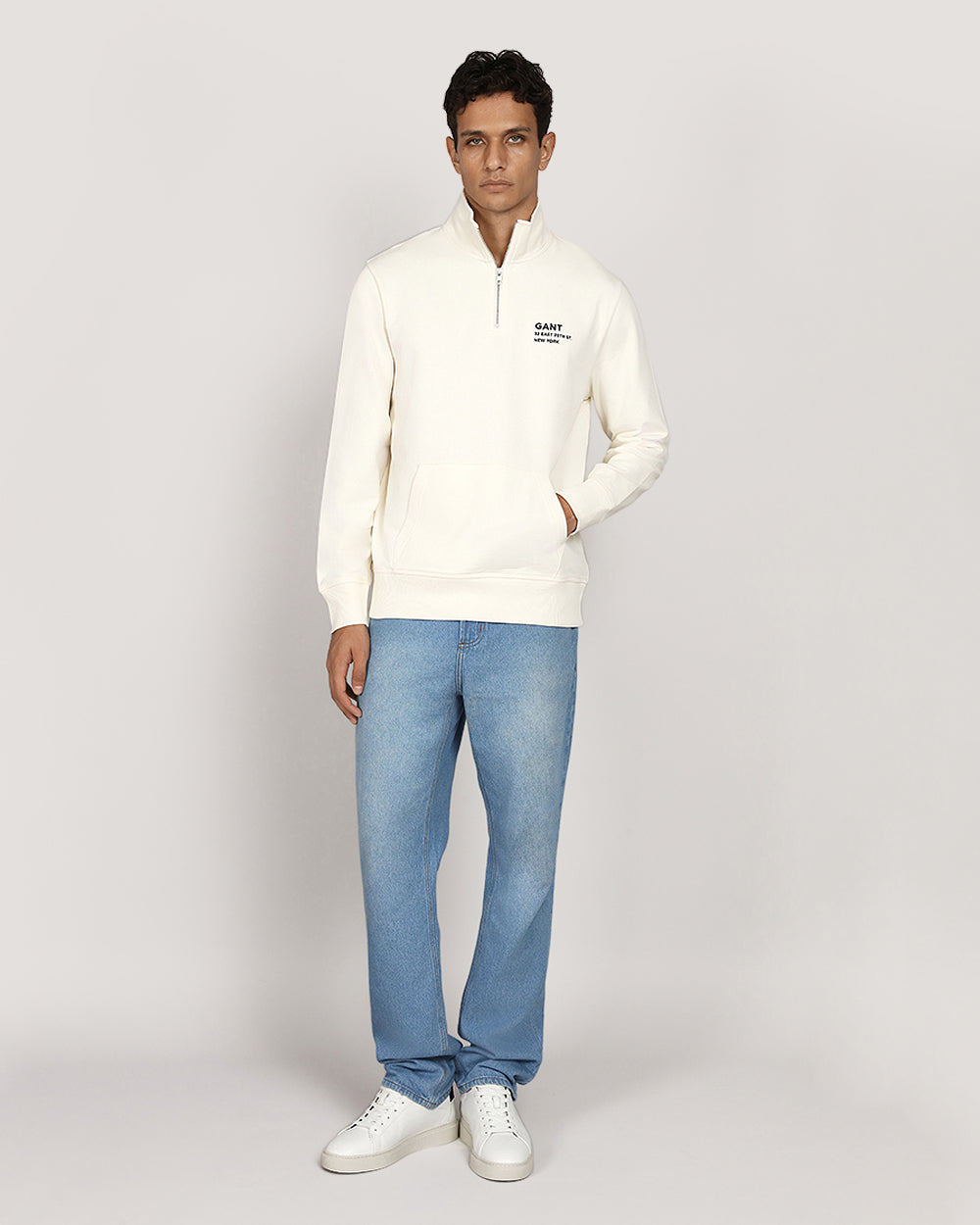 Gant Small Graphic Half Zip Sweat - White CREAM / M