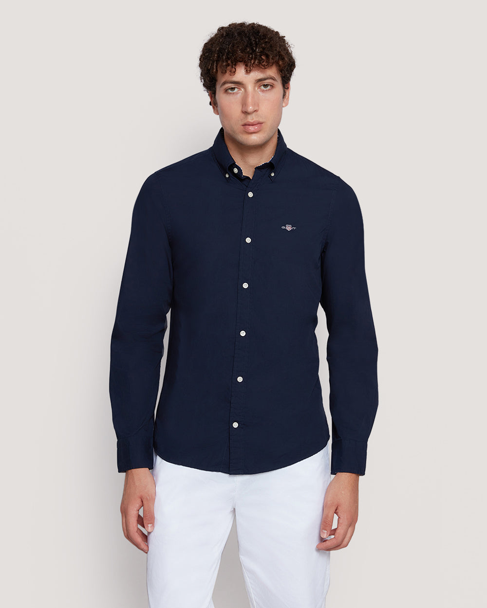 Gant Men’S Slim Fit Cotton Poplin Shirt MARINE / M