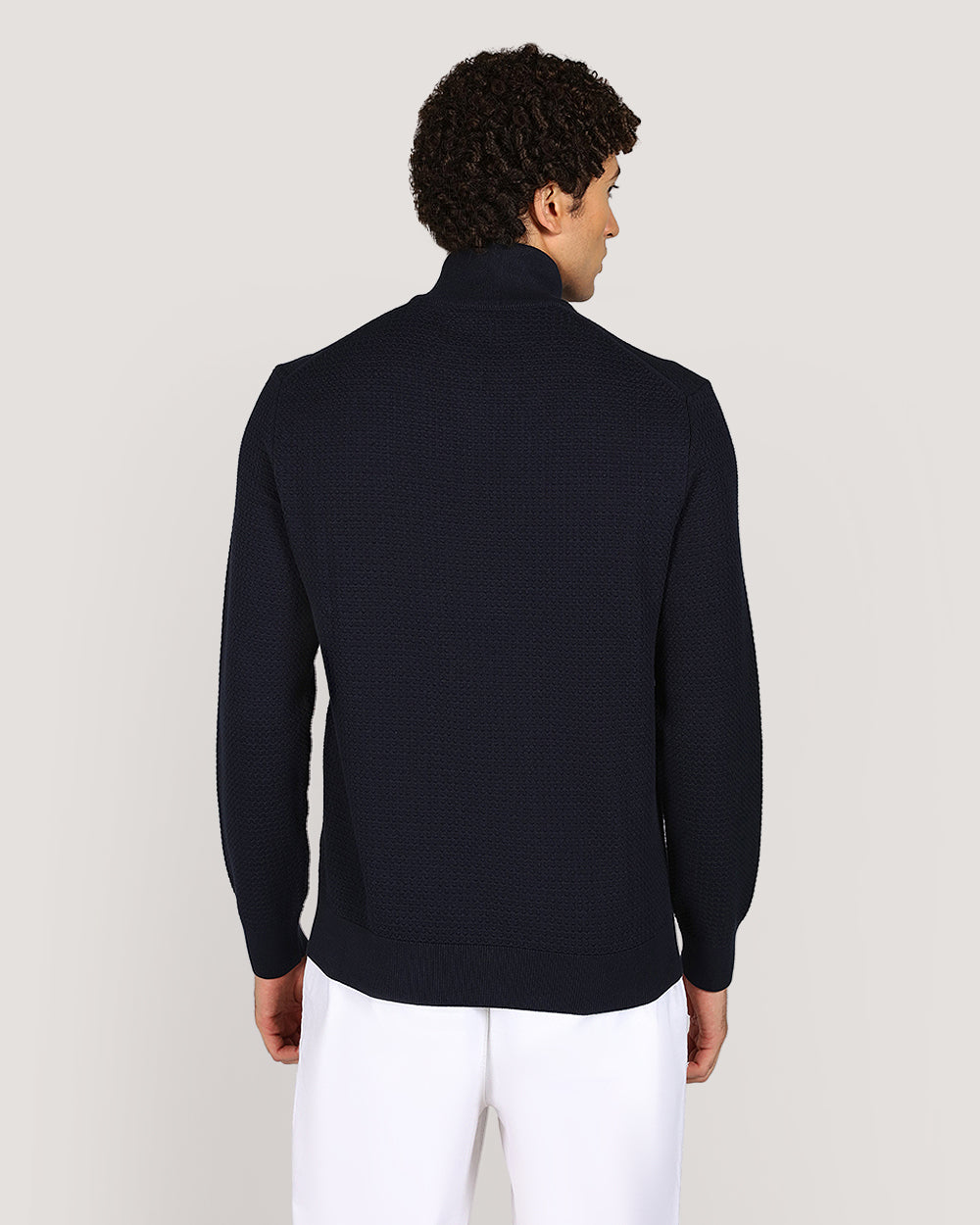 Gant Menswear Textured Cotton Half Zip Sweater EVENING BLUE / M