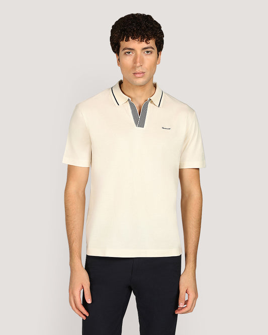 Gant Tippg Short Sleeve Polo Shirt For Men CREAM / M