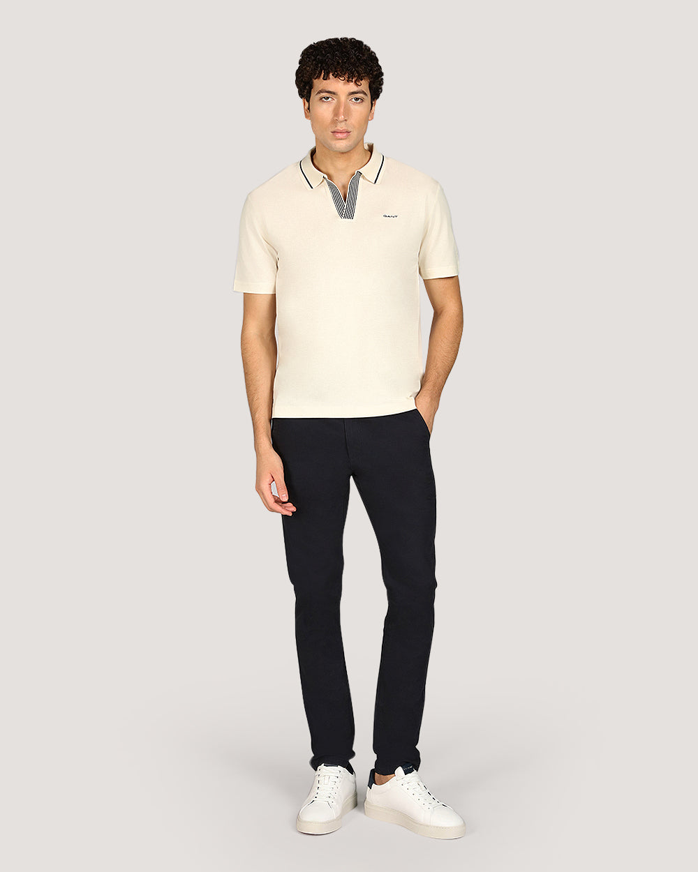 Gant Tippg Short Sleeve Polo Shirt For Men CREAM / M