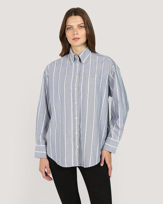Gant Womenswear Striped Classic Oxford Shirt EVENING BLUE / 32