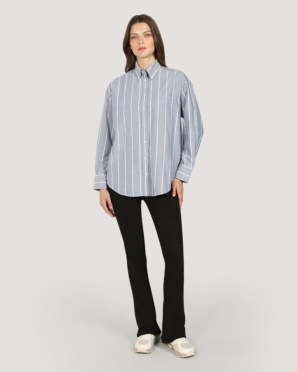 Gant Womenswear Striped Classic Oxford Shirt EVENING BLUE / 32