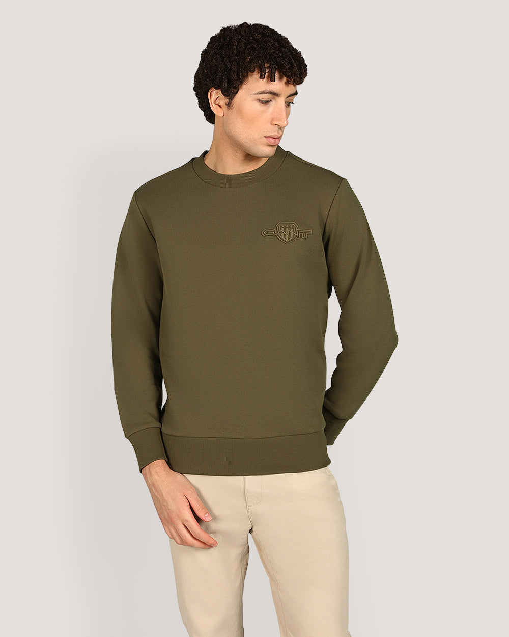Gant Regular Tonal Shield Crew Neck Sweatshirt For Men CITRUS SORBET / M