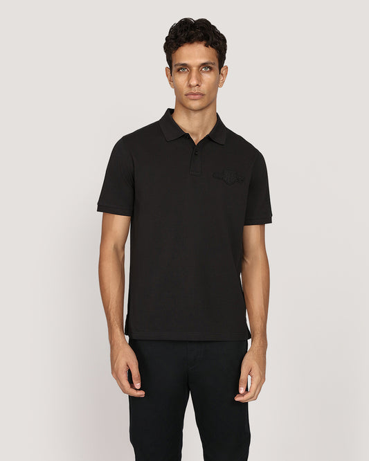Gant Regular Tonal Shield Short Sleeve Polo BLACK / M