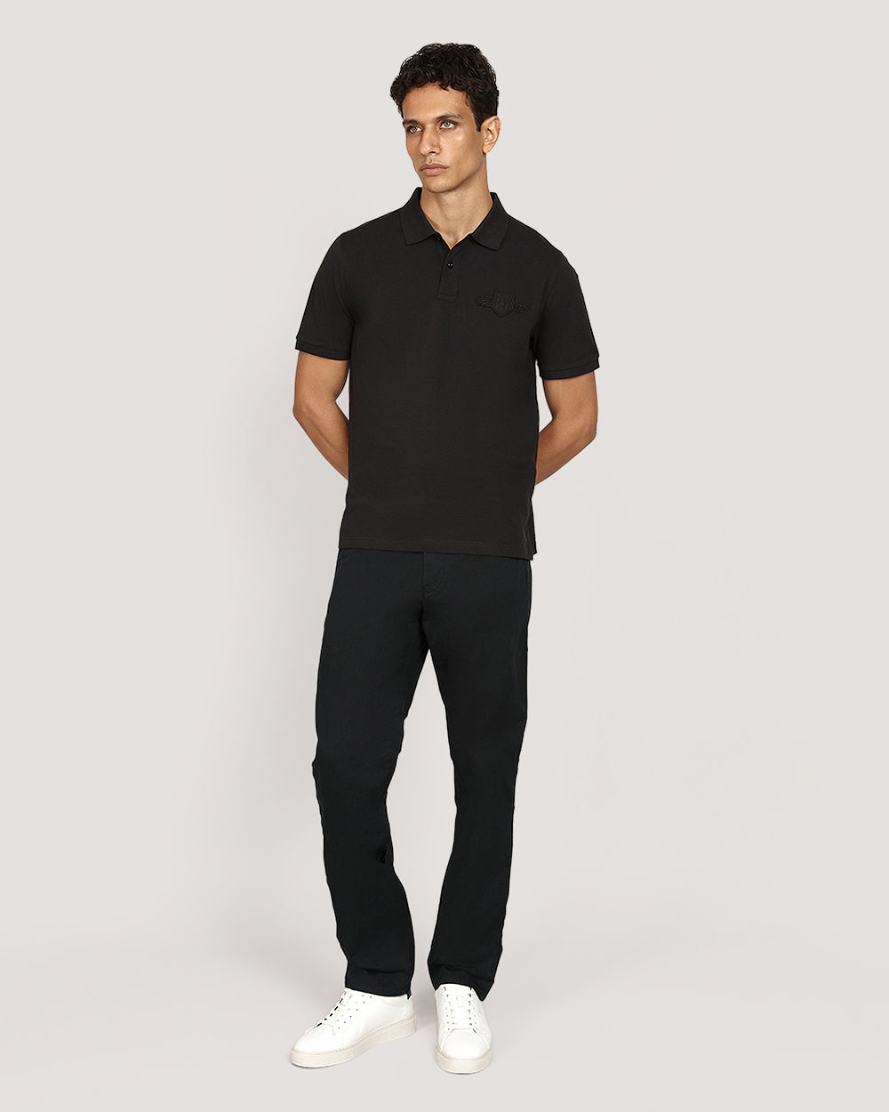 Gant Regular Tonal Shield Short Sleeve Polo BLACK / M