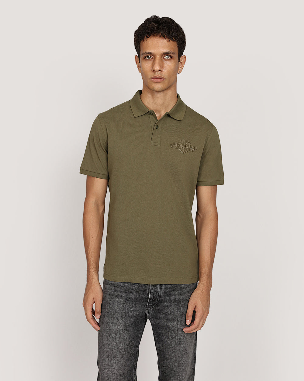 Gant Regular Tonal Shield Short Sleeve Polo CITRUS SORBET / M