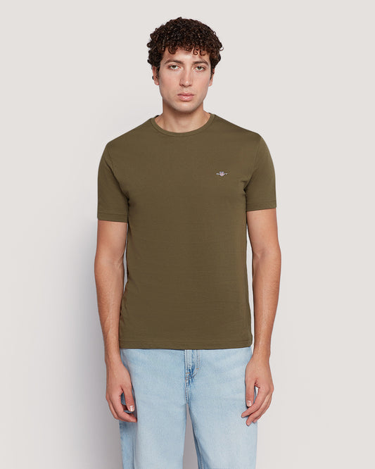 Gant Men’S Short Sleeve Cotton T-Shirt With Shield Logo JUNIPER GREEN / M