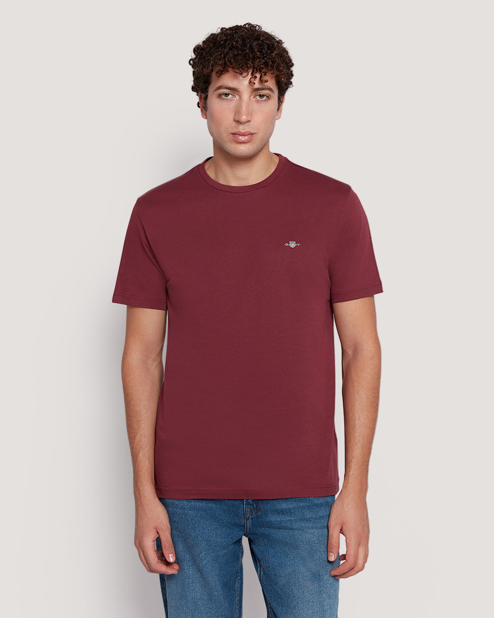 Gant Men’S Short Sleeve Cotton T-Shirt With Shield Logo WINE RED / M