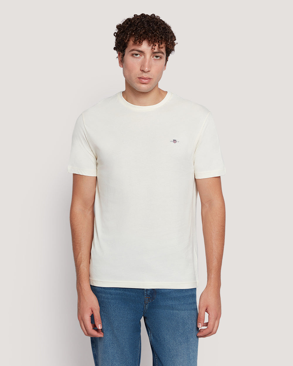 Gant Men’S Short Sleeve Cotton T-Shirt With Shield Logo CREAM / M