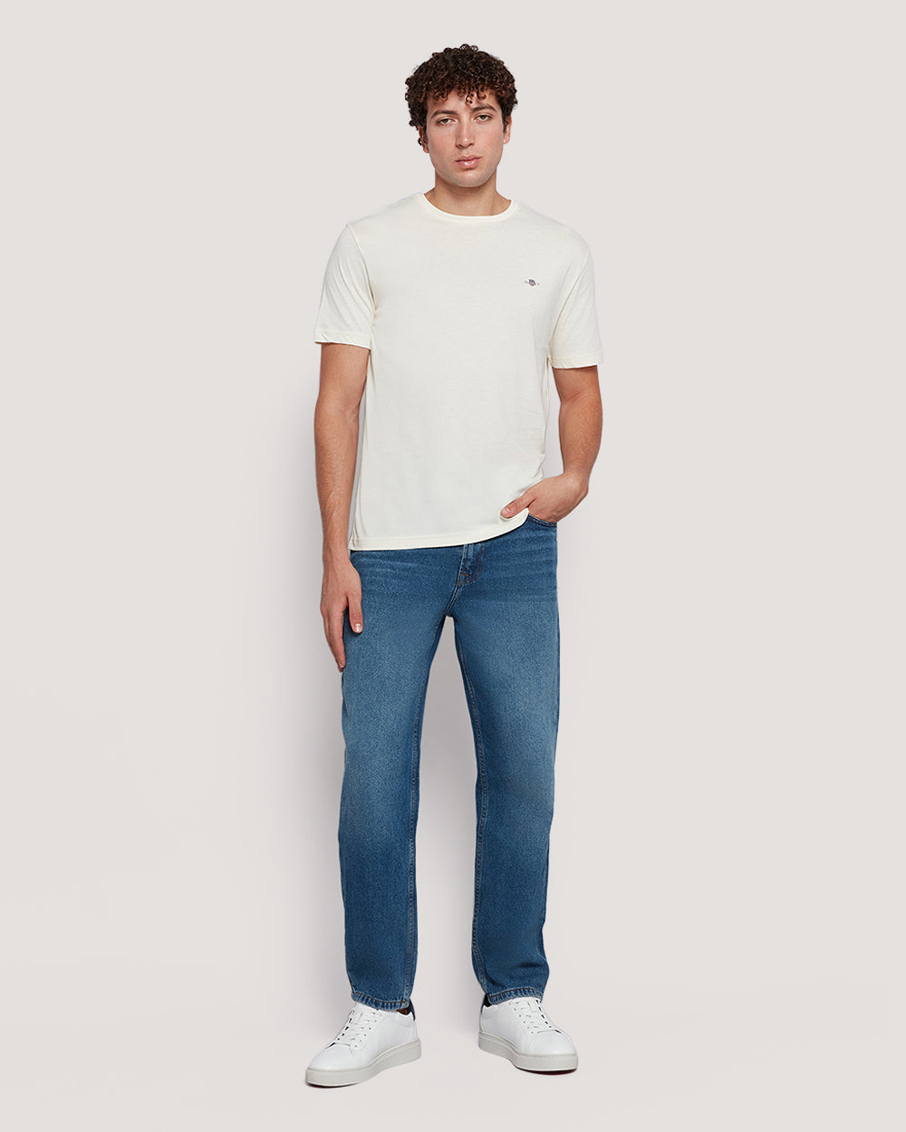 Gant Men’S Short Sleeve Cotton T-Shirt With Shield Logo CREAM / M