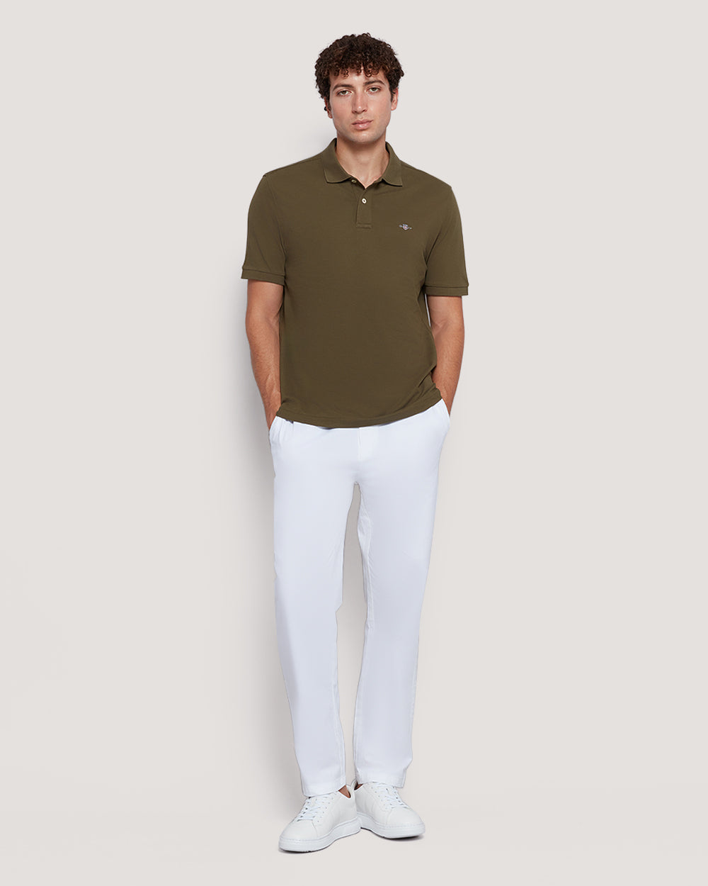 Gant Men’S Short Sleeve Cotton Piqué Polo With Shield Logo JUNIPER GREEN / M