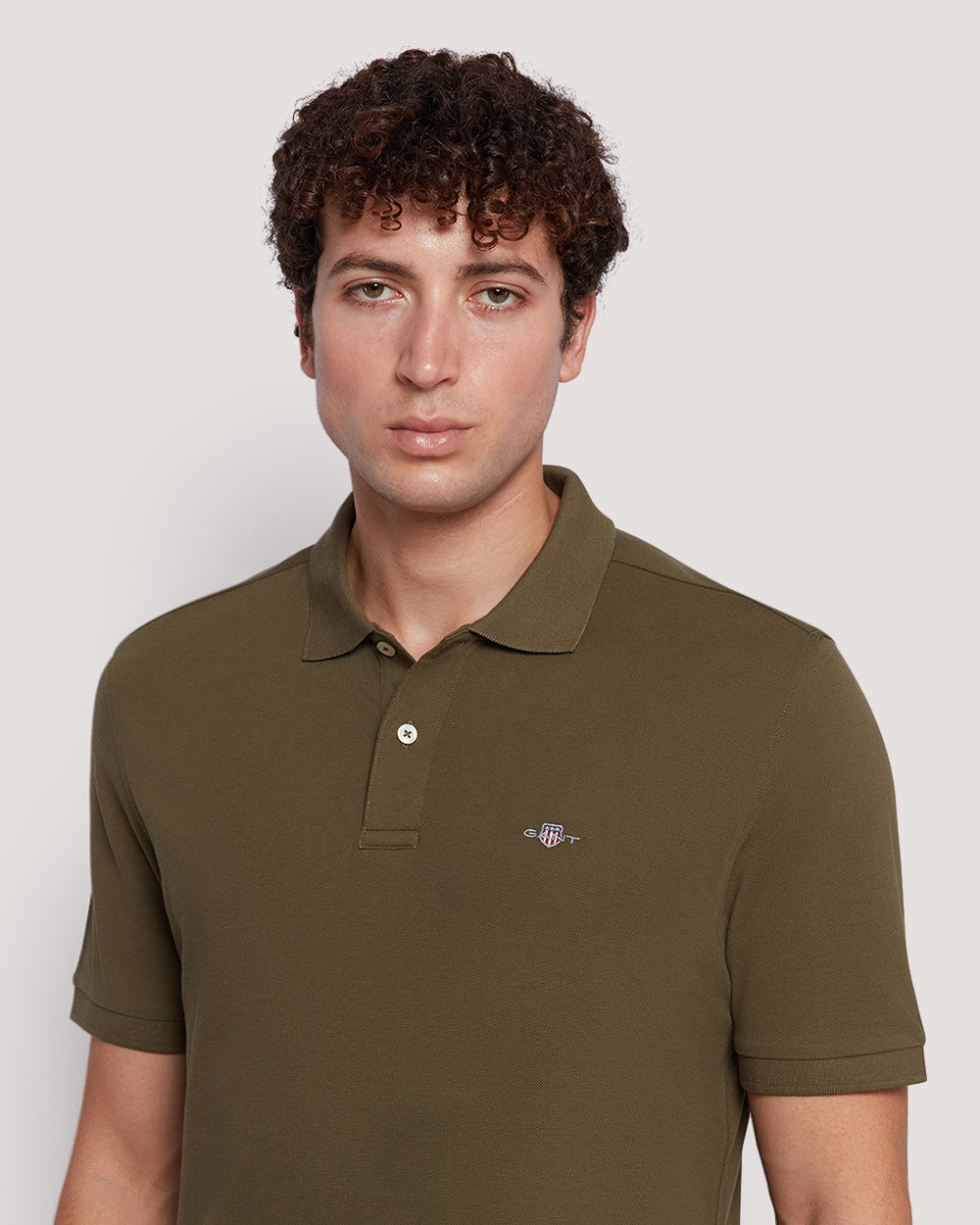 Gant Men’S Short Sleeve Cotton Piqué Polo With Shield Logo JUNIPER GREEN / M