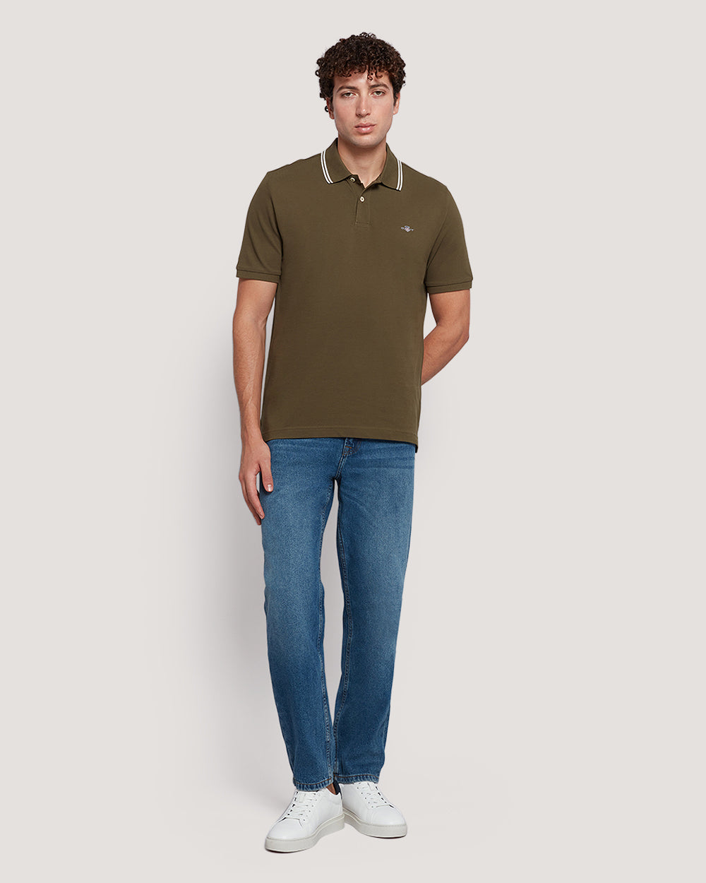 Gant Men’S Short Sleeve Tipped Collar Piqué Polo Shirt JUNIPER GREEN / M