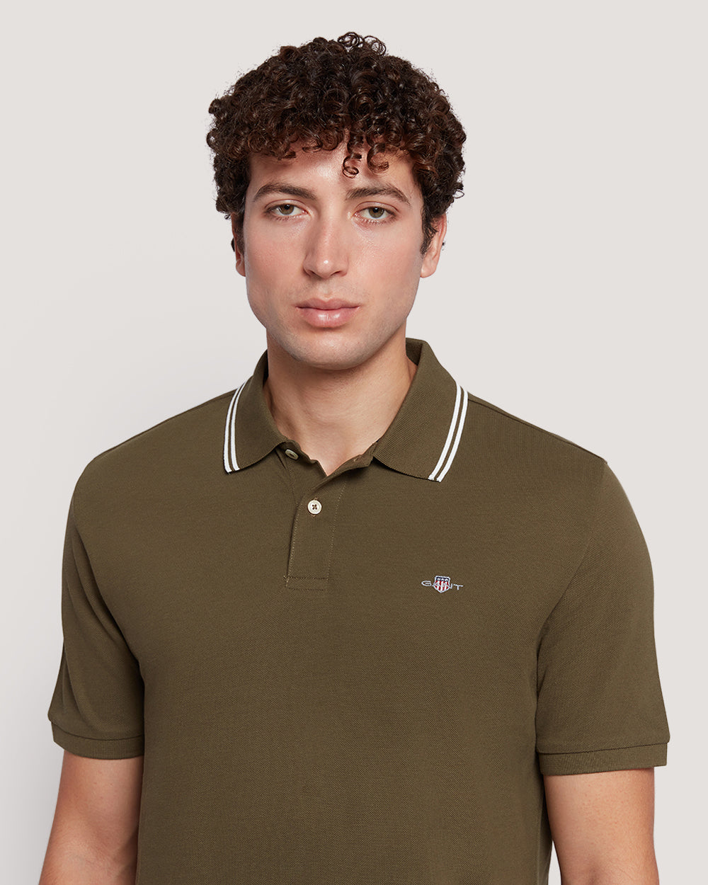 Gant Men’S Short Sleeve Tipped Collar Piqué Polo Shirt JUNIPER GREEN / M