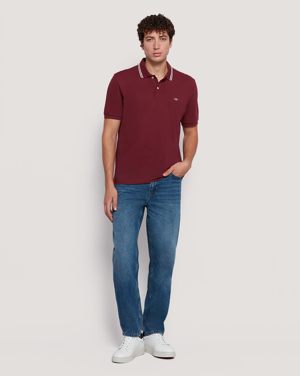 Gant Men’S Short Sleeve Tipped Collar Piqué Polo Shirt WINE RED / M