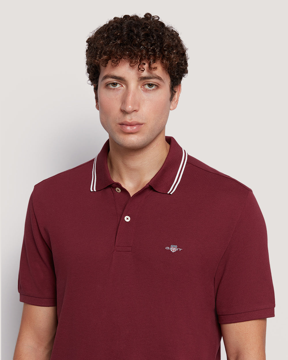 Gant Men’S Short Sleeve Tipped Collar Piqué Polo Shirt WINE RED / M