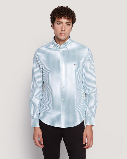 Gant Men’S Regular Fit Striped Oxford Cotton Shirt DEEP FOREST GREEN / M