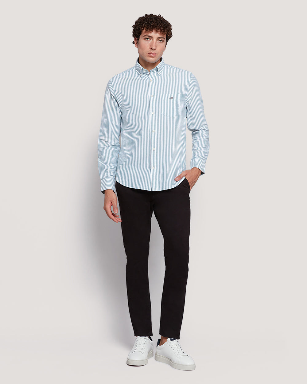 Gant Men’S Regular Fit Striped Oxford Cotton Shirt DEEP FOREST GREEN / M