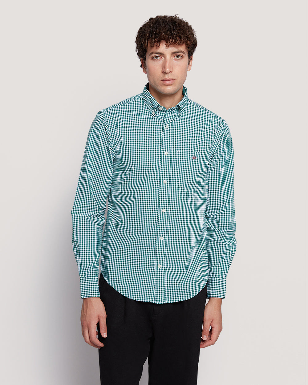Gant Men’S Regular Fit Gingham Check Poplin Cotton Shirt DEEP FOREST GREEN / M
