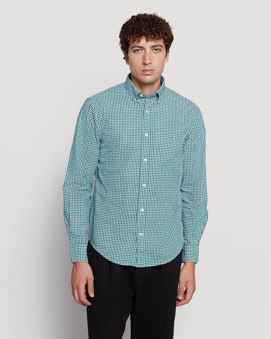 Gant Men’S Regular Fit Gingham Check Poplin Cotton Shirt DEEP FOREST GREEN / M