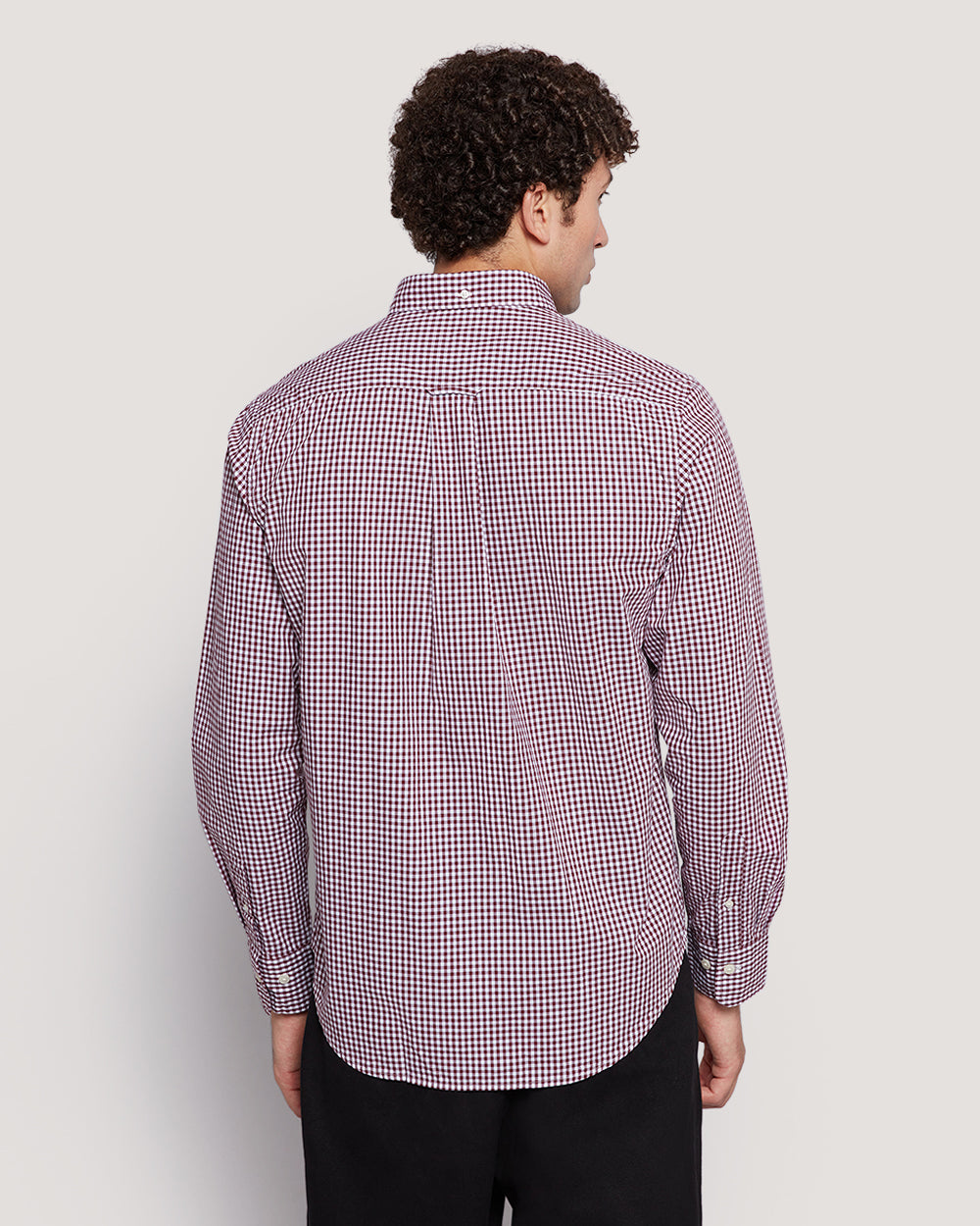 Gant Men’S Regular Fit Gingham Check Poplin Cotton Shirt WINE RED / M
