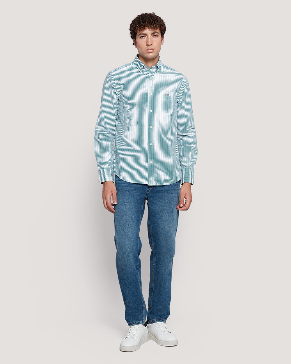 Gant Men’S Regular Fit Poplin Banker Stripe Shirt DEEP FOREST GREEN / M