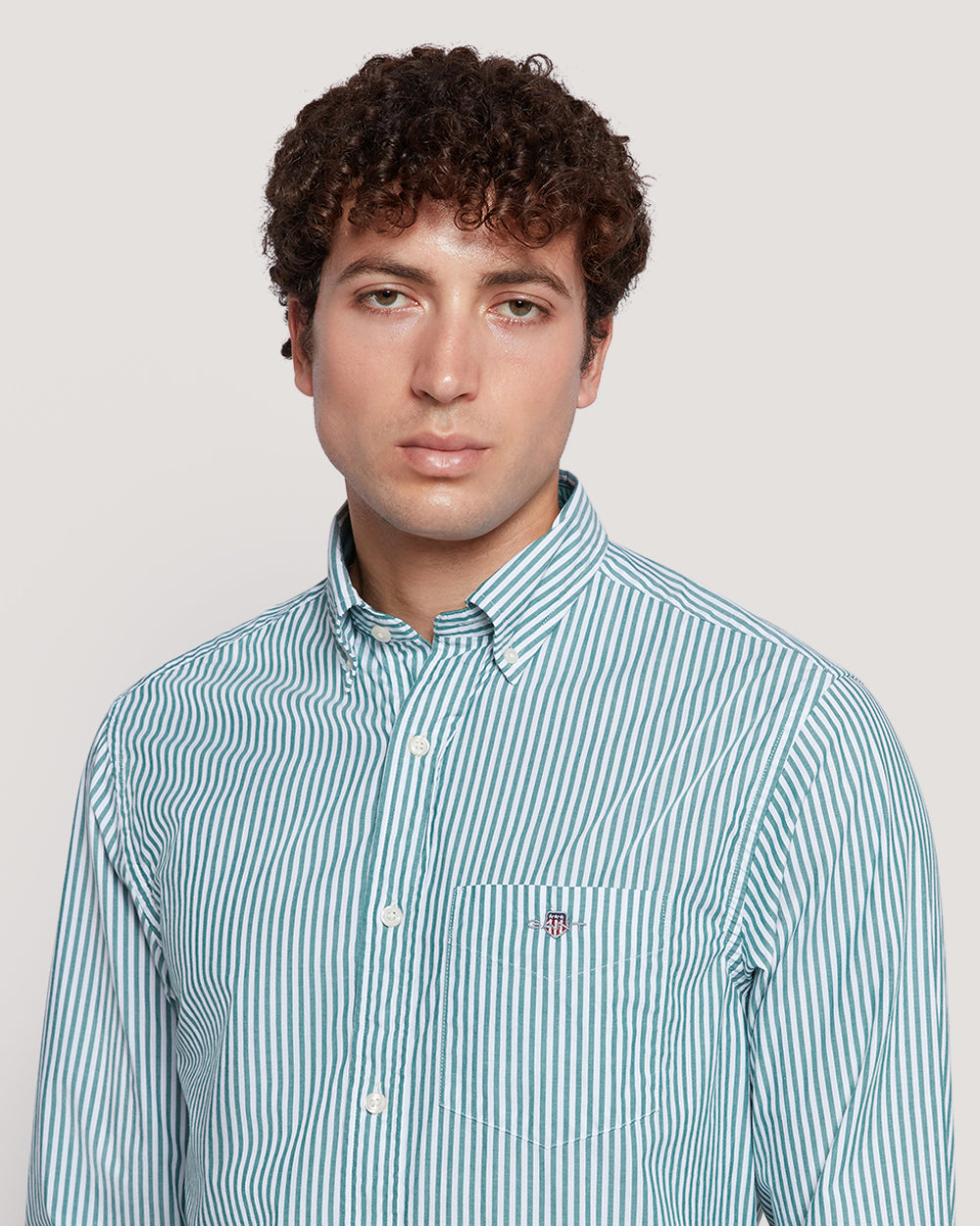 Gant Men’S Regular Fit Poplin Banker Stripe Shirt DEEP FOREST GREEN / M