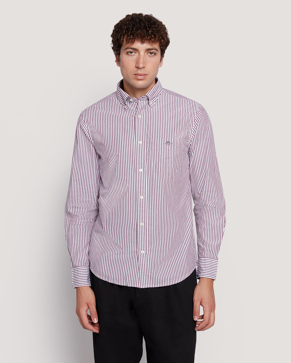 Gant Men’S Regular Fit Poplin Banker Stripe Shirt WINE RED / M