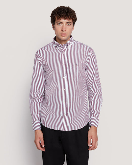Gant Men’S Regular Fit Poplin Banker Stripe Shirt WINE RED / M