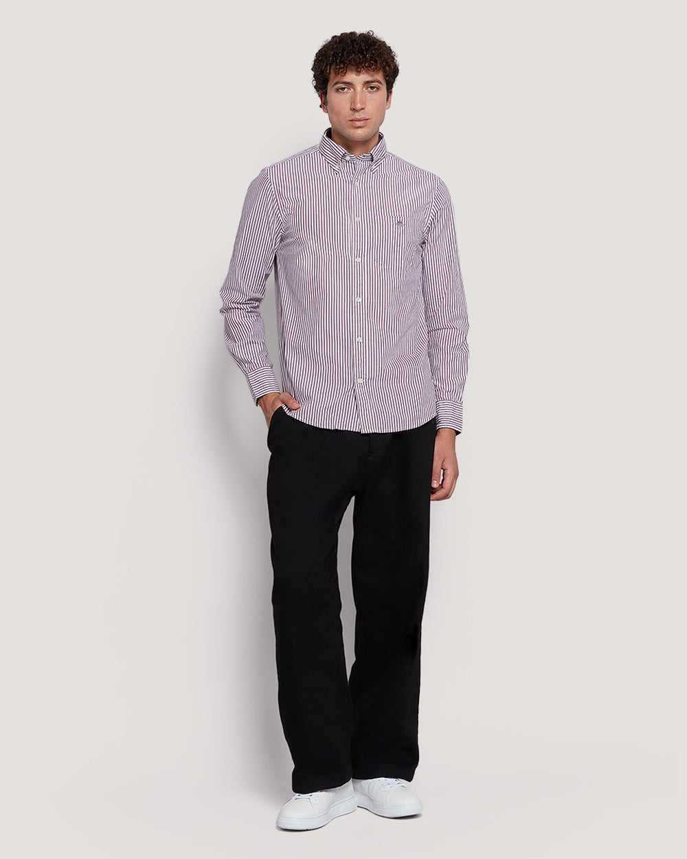 Gant Men’S Regular Fit Poplin Banker Stripe Shirt WINE RED / M