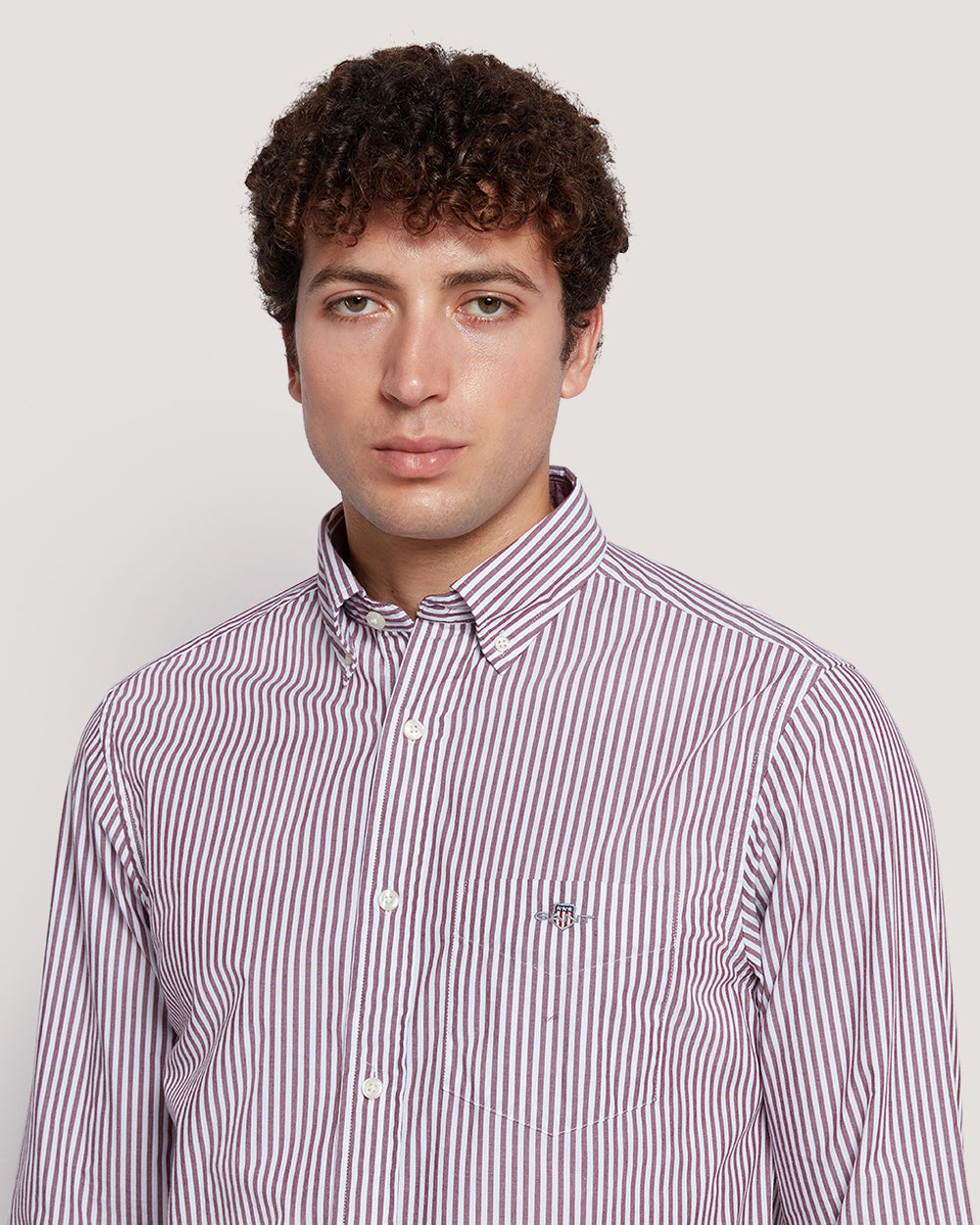 Gant Men’S Regular Fit Poplin Banker Stripe Shirt WINE RED / M