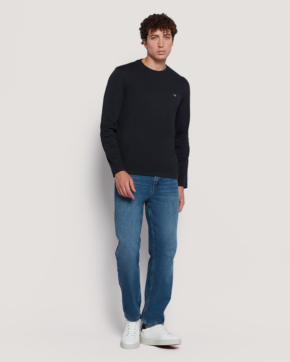 Gant Men’S Long Sleeve Cotton T-Shirt With Shield Logo BLACK / M
