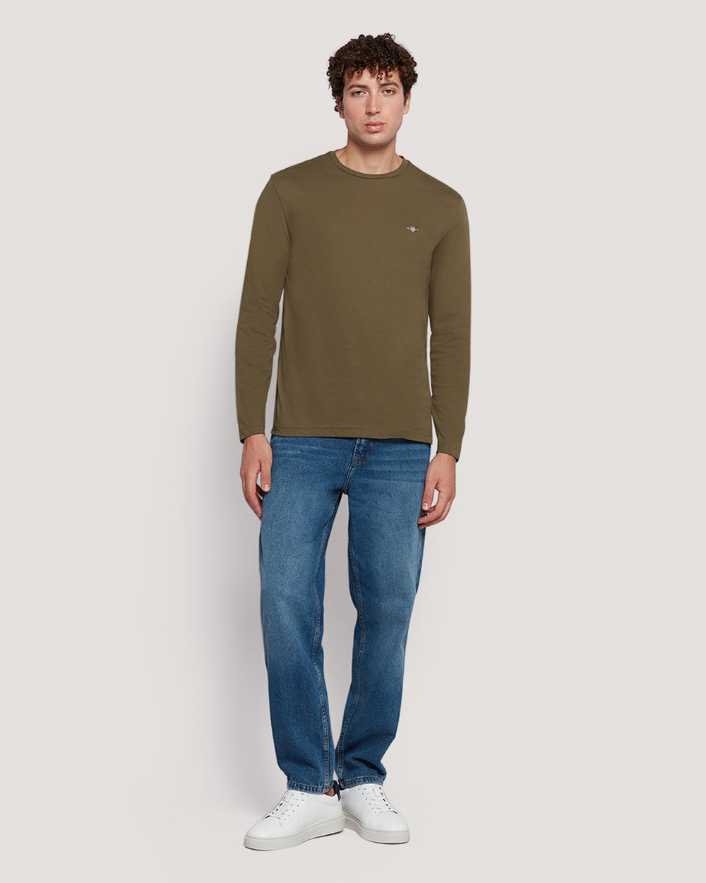Gant Men’S Long Sleeve Cotton T-Shirt With Shield Logo JUNIPER GREEN / M