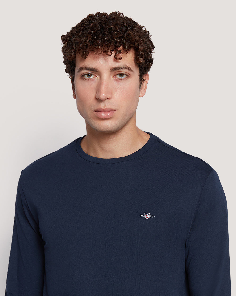 Gant Men’S Long Sleeve Cotton T-Shirt With Shield Logo MARINE / M