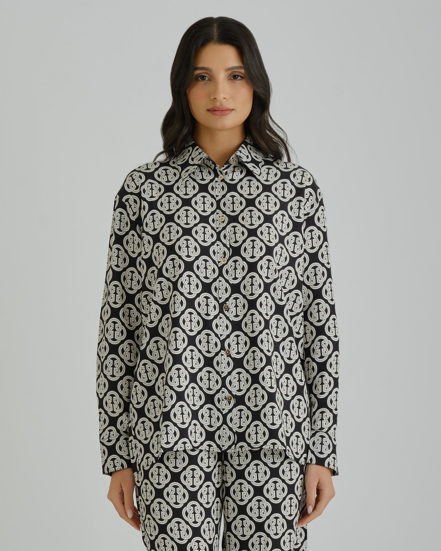 REL PRINTED BLOUSE Black / 36